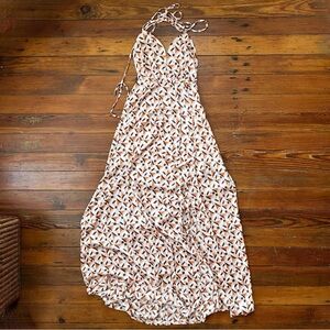 NWT Sweet Lemon boutique maxi dress w tie-up halter Small